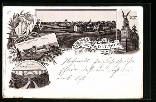 Lithographie solingen schloss - lithographie, solingen,