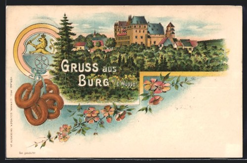 Lithographie solingen schloss - solingen,,