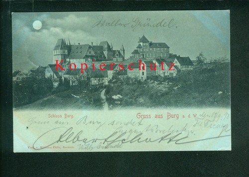 Mondschein schloss burg - mondschein-ak,