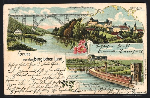 Lithographie solingen burg - lithographie, solingen-burg